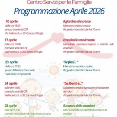 Creatività, giochi e riflessioni: in arrivo la rassegna di aprile del Centro Servizi Famiglie