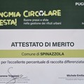 Spinazzola premiata per l'eccellente percentuale di raccolta differenziata