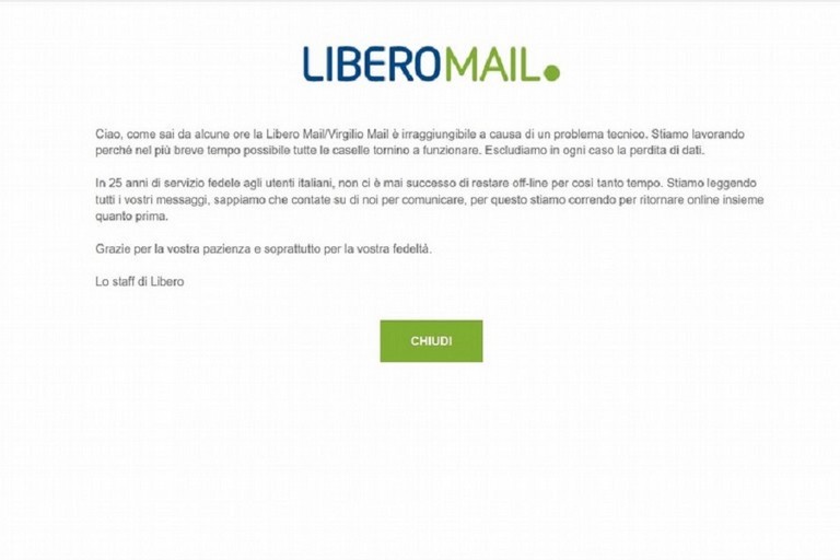 Messaggio di Libero mail