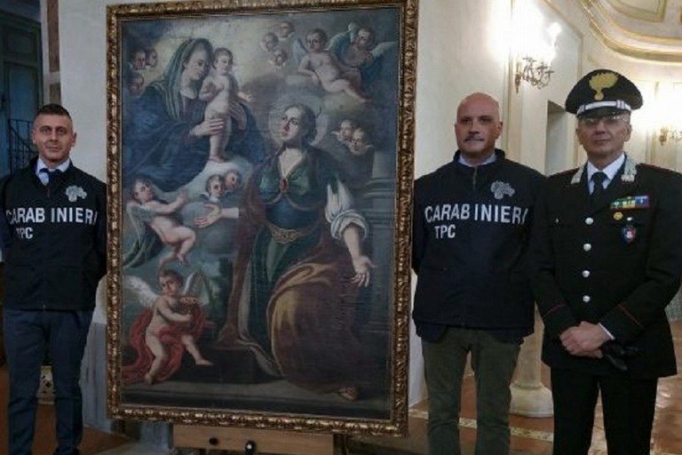 Il dipinto ritrovato all'interno di un'abitazione privata di Spinazzola